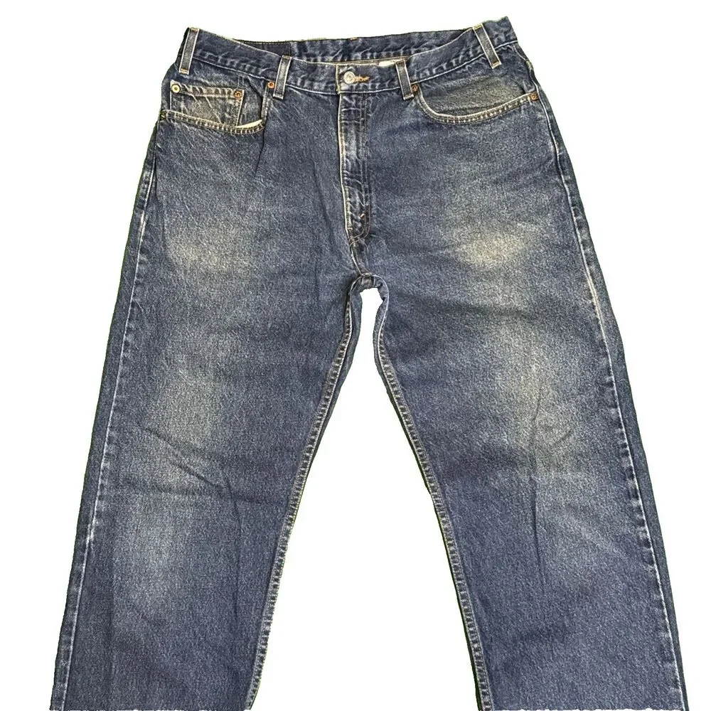 VTG Levis 505 Jeans Mens 38x32 Blue Denim Regular Fit Straight Leg Red Tab Y2K